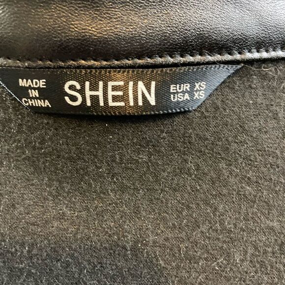 Black Faux Leather Cropped Button Down Lightweight Jacket - Picture 9 of 13